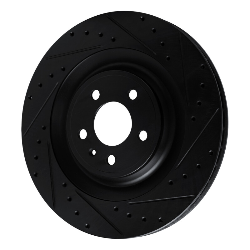 Porsche Macan Brake Rotor (1) - Rear Right - R1 Concepts - Drilled & Slotted - Black - `15-`18